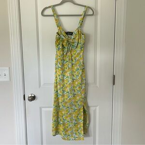 CODE x MODE XS Lemon Print Midi Dress Adjustable Straps